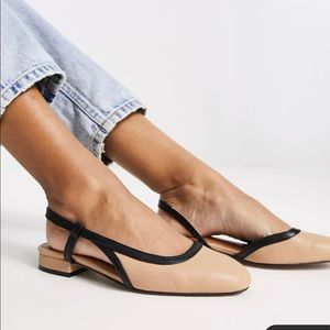 ASOS DESIGN Latte round toe slingback ballet flat in beige.Sold out in this size